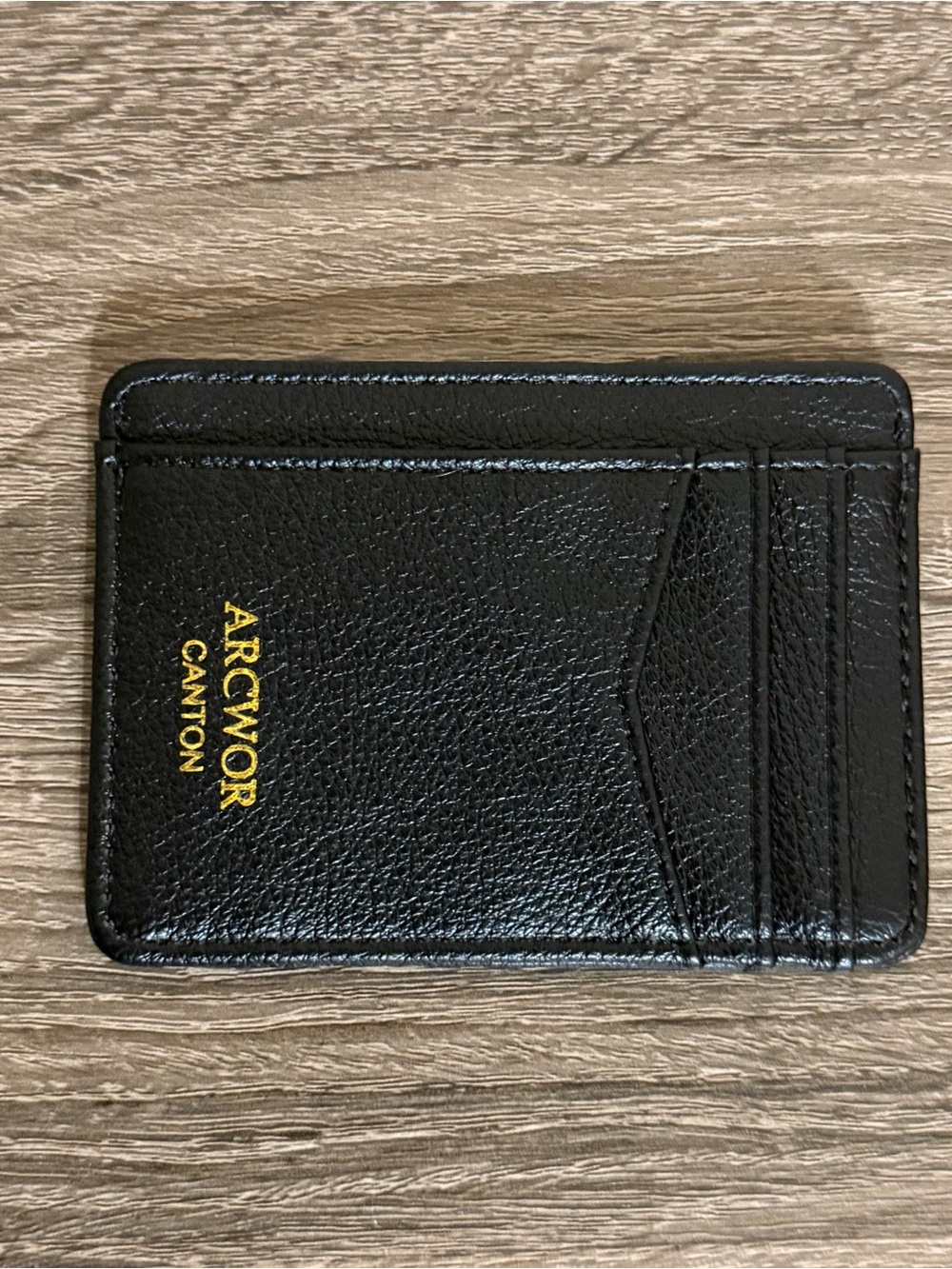 Arcwor Canton Black Leather Slim Card Holder Wallet